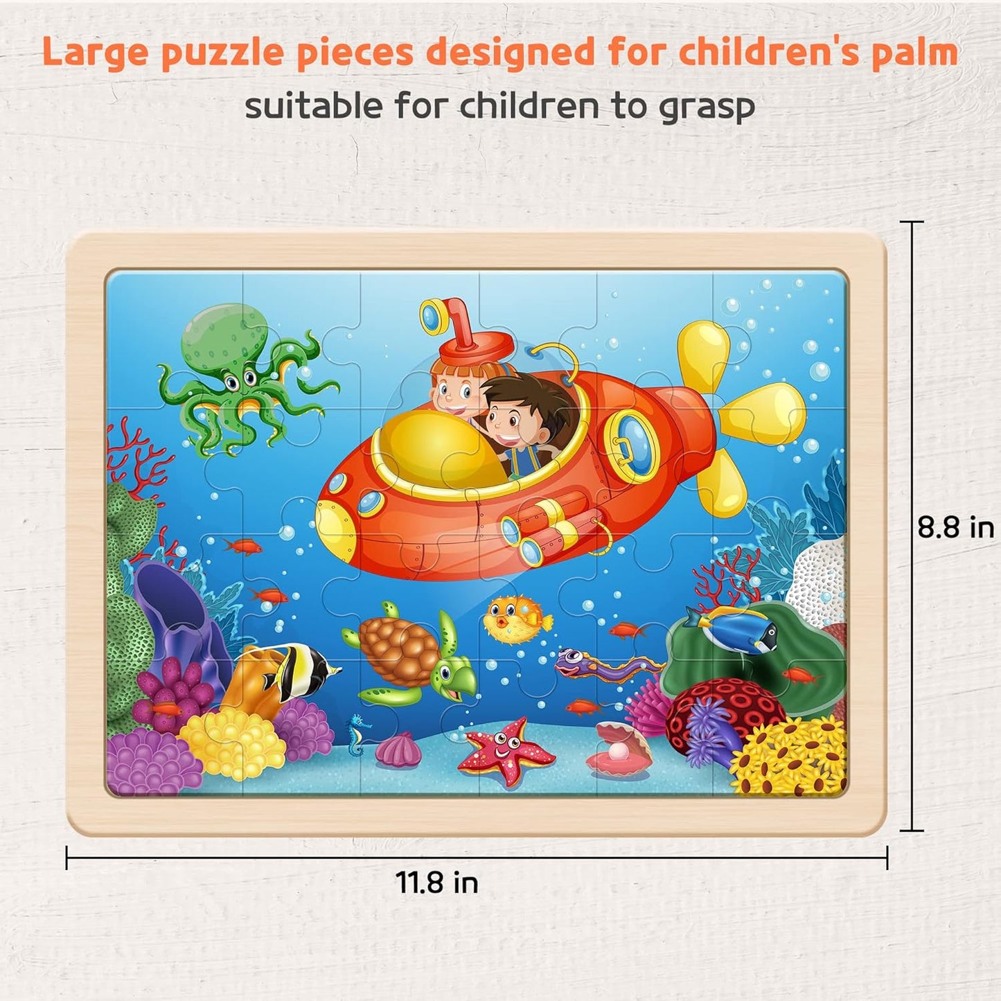 SYNARRY Large US World Earth Solar System Wooden Puzzles for Kids Gift Box(12.2 * 9.4 in), Puzzles for Toddlers 3-5, Wood Puzzles for Kids Ages 4-6, Easter Basket Stuffers Gifts for Kids