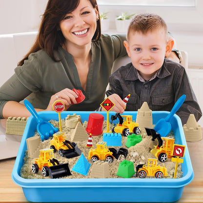 ESSENSON Sensory Bin, Construction Kit with Sensory Sand, Play Sand Pretend Play Beach Toy, Sandbox for Girls and Boys