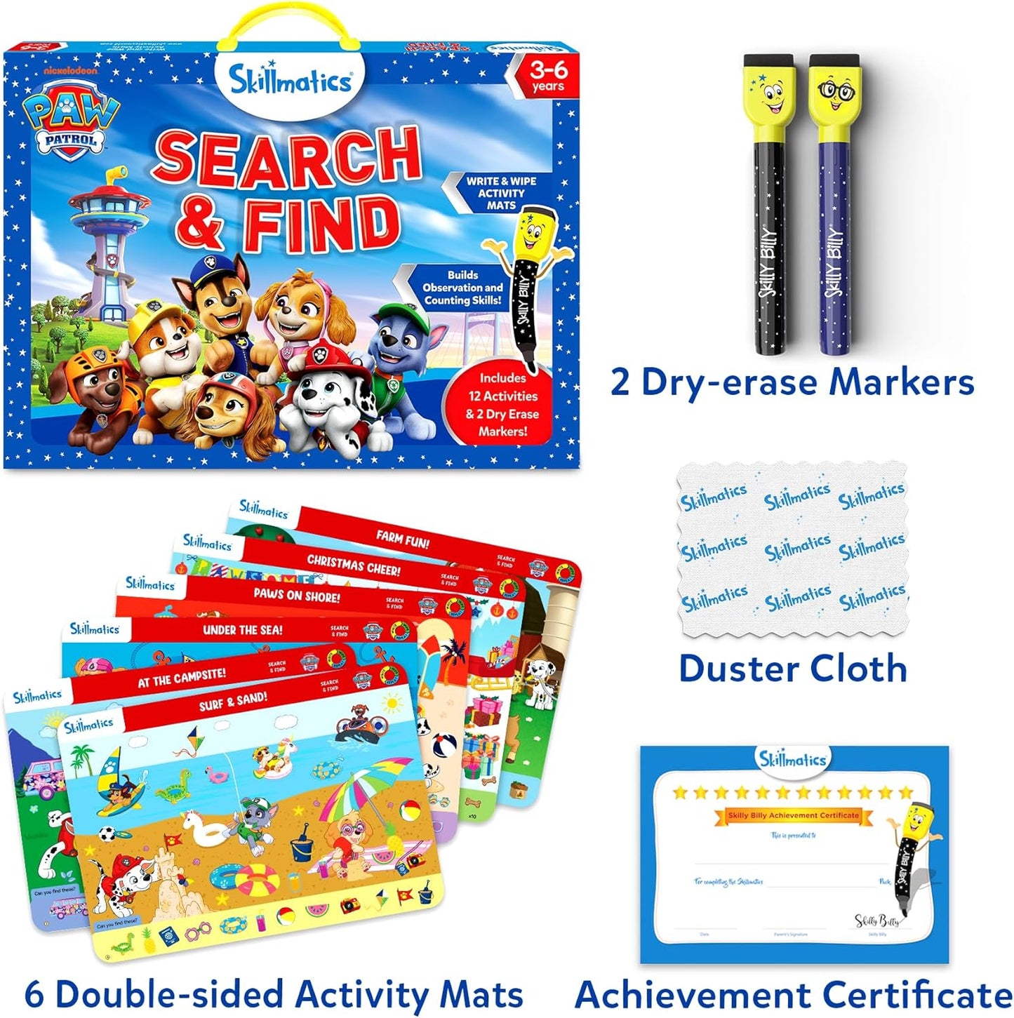 Skillmatics I Can Write PAW Patrol - Reusable Preschool Learning Activities, Educational Toy and Game, Back to School Supplies, Gifts for Students, Kids, Toddlers Ages 3, 4, 5, 6