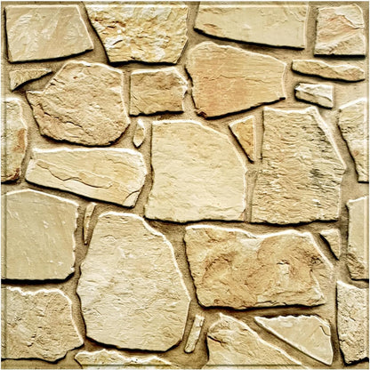 COMSTICKC 3D Faux Gray Stone Wall Sticker Peel and Stick Wall Panels,10 Pcs of 12"X12",Ultra-Light Thin PVC Decorative Tiles Rocks Stone Backsplash Interior Decor,Paintable