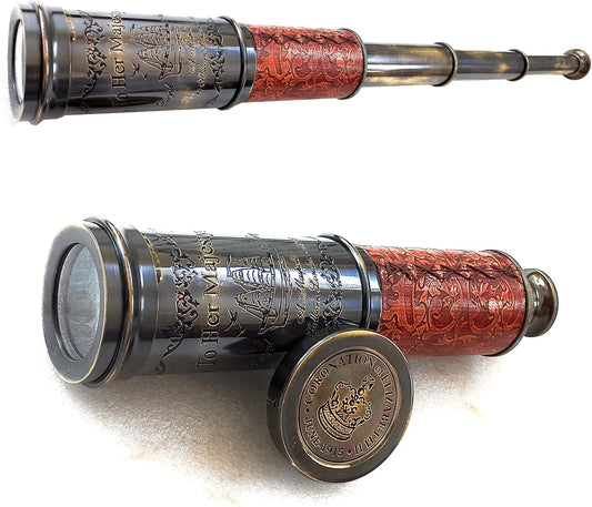 Vintage Spyglass Decorative Telescope - Pirate Style Scope Scout Gift (Her Majesty 20")