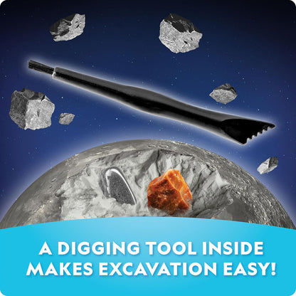 National Geographic Outer Space Dig Kit – Excavate 5 Real Rock & Gemstone Specimens | Includes Dig Brick, Excavation Tools, Magnifying Glass & Learning Guide, Fun Space-Themed STEM Activity for Kids