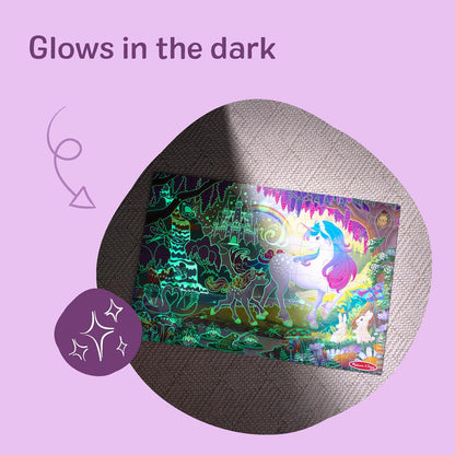 Melissa & Doug Glow-in-The-Dark Unicorn Jumbo Floor Puzzle, 48-Piece Jigsaw Puzzle with Hidden Details, Kids Puzzles for Girls & Boys Ages 4 and Up - FSC Certified