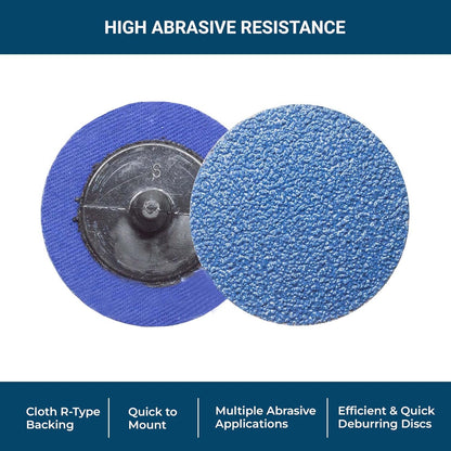Benchmark Abrasives 2 Inch Sanding Discs Quick Change Zirconia - Male R Type Backing Drill & Die Grinder Sanding Disc for Deburring Polishing Rust Remover for Metal Paint Stripper (25 Pack), 36 Grit