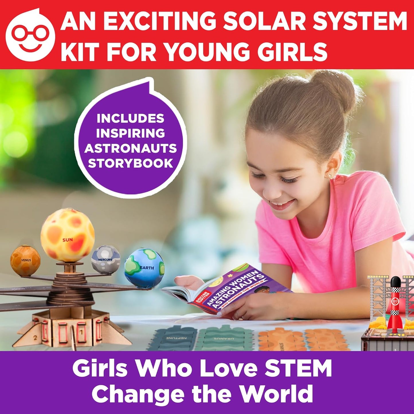 Doctor Jupiter Girls' First Astronaut Kit, Solar System Model STEM Project, Science Kit for Kids Age 5-7-8-10-12 Year Olds | Learning & Educational Space Toys
