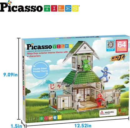PicassoTiles 60pc Magnetic Tile Princess Castle Building Set with Double Sided Printed Tiles 2 Character Figures STEM Educational Toy Kit for Kids Pretend Play Montessori Learning Ages 3 to 8 PTQ04