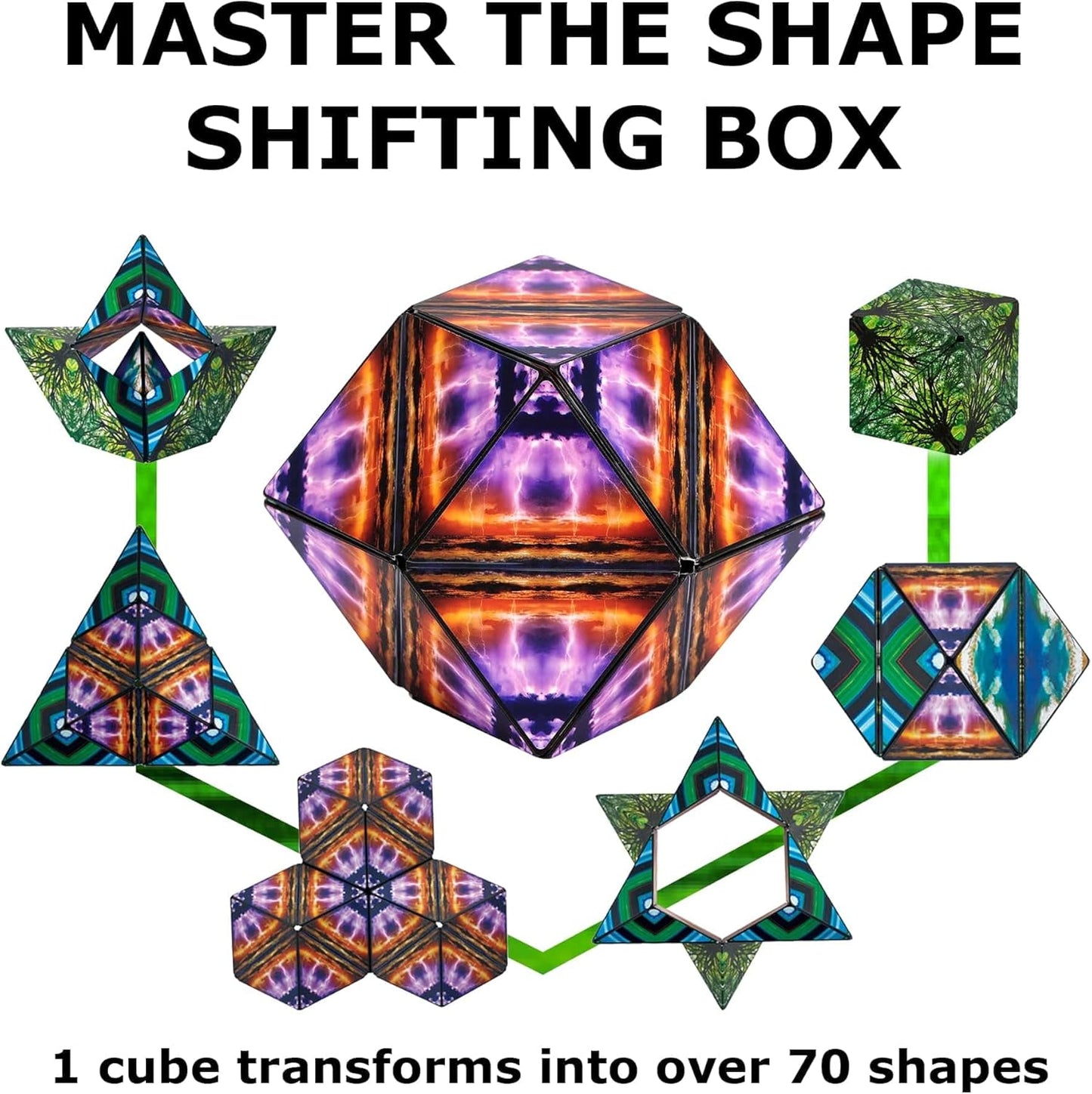 Shashibo Shape Shifting Box - Award-Winning STEM Fidget Toy with Ultra Strong Magnets - Puzzle Cube Transforms Into 100+ Shapes, Perfect Sensory Gift for Kids, Teens, and Adults (Blue Planet)