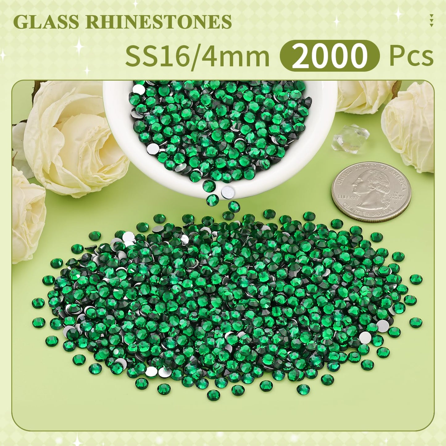 5000PCS SS6/2mm Glass Crystal Rhinestones (Clear), Bedazzling Flatback Rhinestones for Crafting DIY Crafts Nail Art Makeup Decoration, Gems Diamond Charms for Tumbler Shoes Clothing Mug