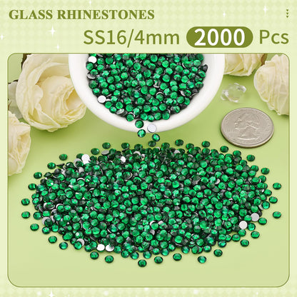 5000PCS SS6/2mm Glass Crystal Rhinestones (Clear), Bedazzling Flatback Rhinestones for Crafting DIY Crafts Nail Art Makeup Decoration, Gems Diamond Charms for Tumbler Shoes Clothing Mug