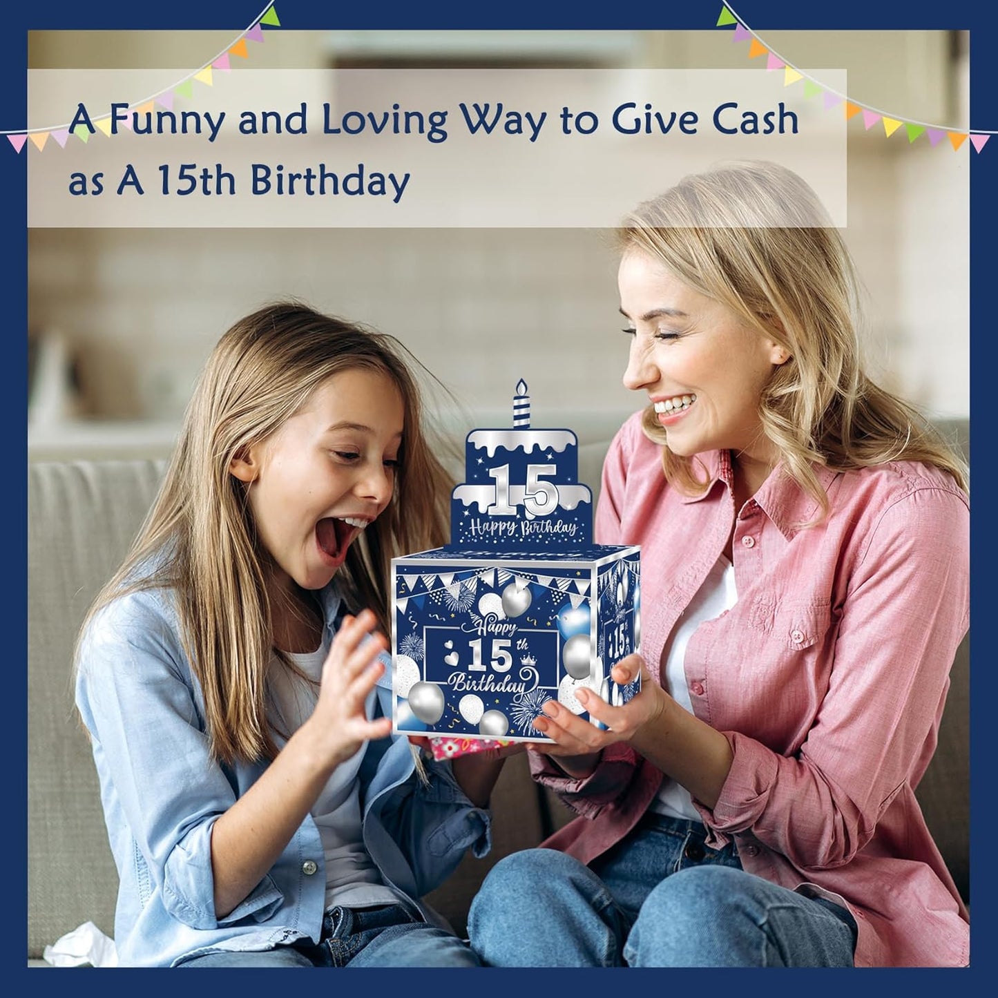 Birthday Money Box for Cash Gift Pull, Surprise Gift Boxes for Money, Money Holder Box with Pull Out Happy Birthday Card and 50Pcs Transparent Bags, Money Gift Ideas for Kids and Adults
