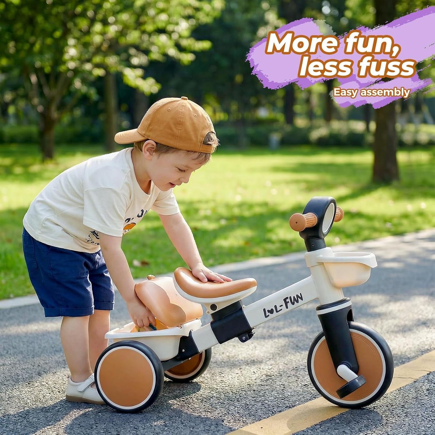 Tricycle for Toddlers 1-3 Years Old Toy, Adjustable Kids Bike for Boys Girls Birthday Gift Age 2-4, Baby Trike with Storage Baskets & Removable Pedals