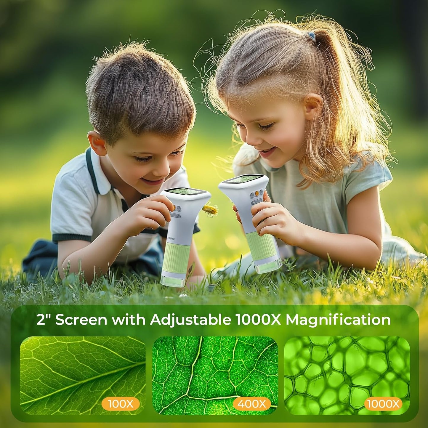 Microscope for Kids, M&G 1000X Handheld Digital Kids Microscope with 2.0 Inch Screen, Portable Pocket Miniscope Educational Science Toys for Age 3 4 5 6 7 8 9 10 11 12 Girls Boys