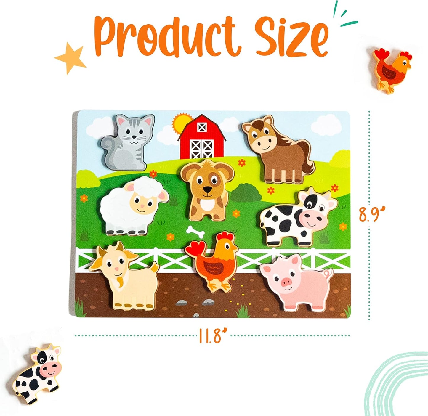 Klevly Large 3 Pk Wooden Toddler Puzzles Ages 2-4 | Wooden Puzzles for Toddlers 1-3 | Montessori Toys for 2 Year Old | Toddler Toys Age 2-4 | Educational | STEM