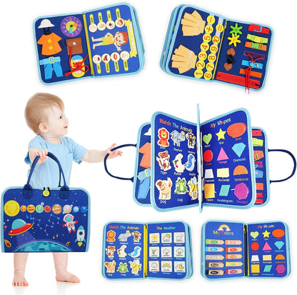 Busy Board for Toddlers 1-3 Sensory Busy Book for 1+ Year Old Boys Girls Montessori Learning Activity Books Birthday Christmas Toddler Gift (Green)