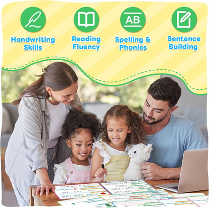 CVC Word Games Sentence Building for Kids, Handwriting Practice Sight Words Writing Tracing Phonics Flash Cards, Pre k Preschool Kindergarten Learning Activities Homeschool Special Education