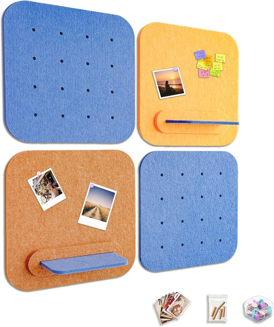 4 Pack Felt Bulletin Board Set, 11.8"x11.8" Cork Board Alternative with 2 Mini Insert Panels, Pastel Macaron Colors Decorative Wall Display for Kids Room, Nursery, Artwork, Photos & Cards