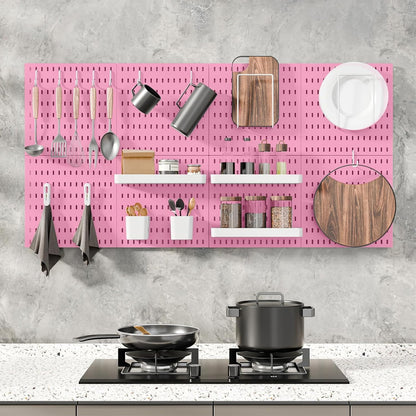 MULSAME Pegboard Combination Kit, Wall Mounted Storage Set with 4 Pegboards & 14 Accessories Hanging, White Peg Boards Organizer for Walls Display, Crafts Organization, Kitchen Organizer, 22" x 22"