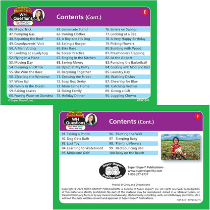 Super Duper Publications | Webber® Photo Cards – WH Questions | Flashcards - Receptive and Expressive Language Skills | Educational Learning Resource for Children