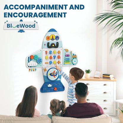 BlueWood Wooden Wall Busy Board Panels, Toddler Learning Activity Center, Montessori Philosophy Sensory, Educational Toys, Conducive to All-Round Development - Whale