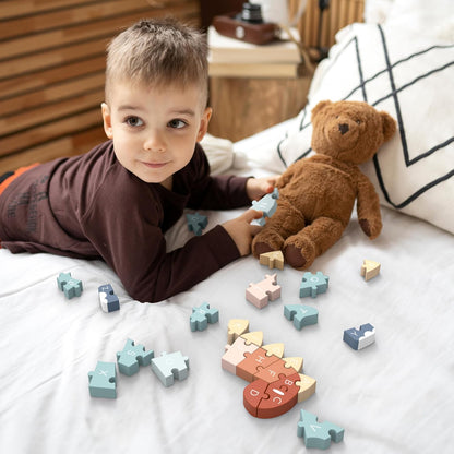 Speedy Monkey Colorful Wooden Alphabet Puzzle | Non Toxic, Child-Safe Paint, Learning Toy for Kids, Educational Fun, Easy-Grasp Letters, Enhances Fine Motor Skills