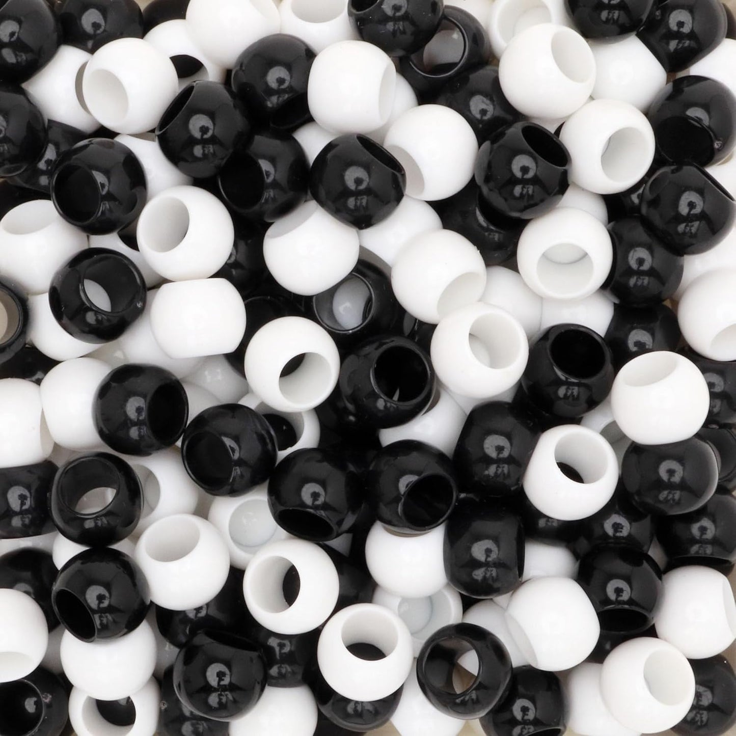 300 Acrylic Large Hole Beads for Crafts and for Hair 10mm x 12mm Acrylic Barrel Beads with 5.7mm Large Hole, Glossy Primary Assortment