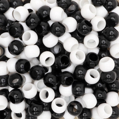 300 Acrylic Large Hole Beads for Crafts and for Hair 10mm x 12mm Acrylic Barrel Beads with 5.7mm Large Hole, Glossy Primary Assortment