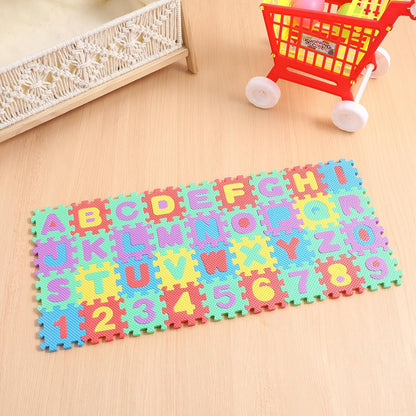 36Pcs Mini Number Alphabet,Toddle Alphabet Puzzle Table Mat for Learning, Baby Foam Play Mat for Early Childhood Education
