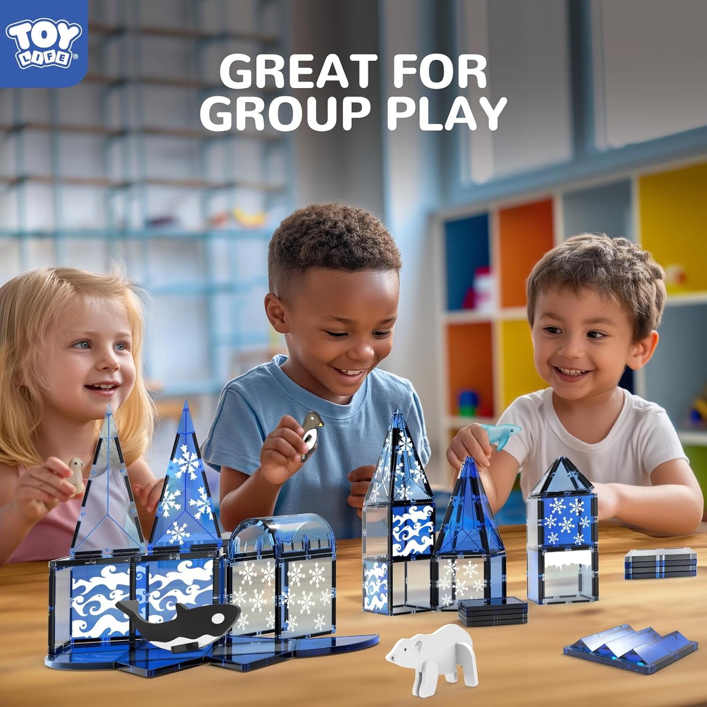 TOY Life 38 Pcs Magnetic Tiles Animals for Toddlers 3-5 Magnet Blocks for Kids Ages 4-8 STEM Magnet Tile Toys Building Tiles Set Christmas Birthday Gift for Boys and Girls