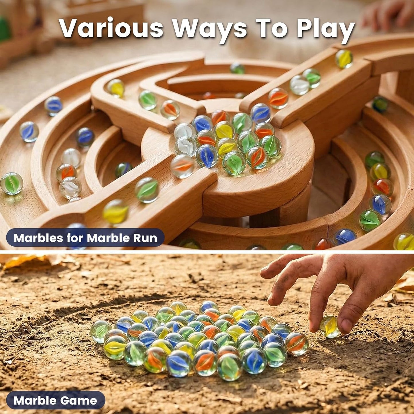 SallyFashion 240PCS Marbles for Kids, Cat Eye Marbles Mixed 5 Colors for Chinese Checkers, Marble Run Toys, Board Games