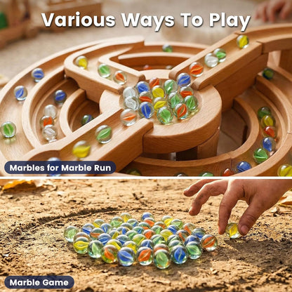 SallyFashion 240PCS Marbles for Kids, Cat Eye Marbles Mixed 5 Colors for Chinese Checkers, Marble Run Toys, Board Games