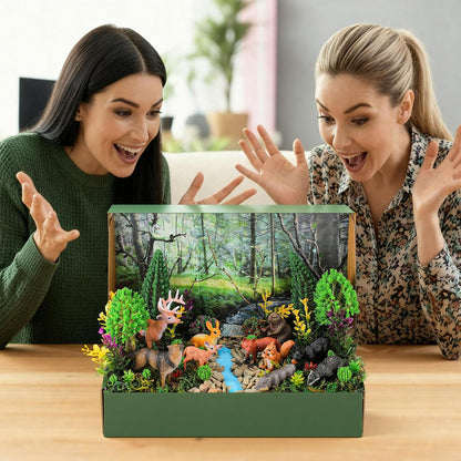 Teyva Daily 48 Pcs Dinosaur Diorama Kit Habitat Project Box Set 3D Dinosaurs Diorama Supplies Include Dinosaurs Model Figures & Eggs Volcano Artificial Trees with Cardboard for DIY Crafts Gifts