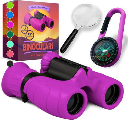 Binoculars for Kids – Perfect Toy for Little Boys and Girls – Extensive Set Incl. Magnifying Glass & Compass – Powerful Magnification 8X21 – 3 to 12 Year Old Kids for Toddler