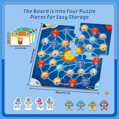 Broytain Letter Phonics Board Game for Kids,Educational Learning Word Board Games for Boys and Girls,Reading and Spelling Word Games Ages 4 5 6,Classroom Travel Indoor Outdoor Family Games