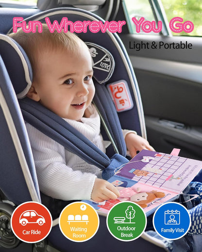 LeyaDoll Interactive Sensory Soft Cloth Book, Educational Crinkle Quiet Activity Busy Book for Babies,Toddler Travel Toy Gift for 1-3 Year Old Boys and Girls (A Berry Special Day)