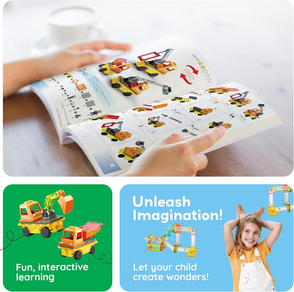 PicassoTiles Magnetic Tile Building Idea Book 230 Pages Illustrated Design Guide with 300 Creative Builds for Kids STEM Learning Creativity and Brain Development Educational Toy Ages 3 Plus PTIDEABOOK