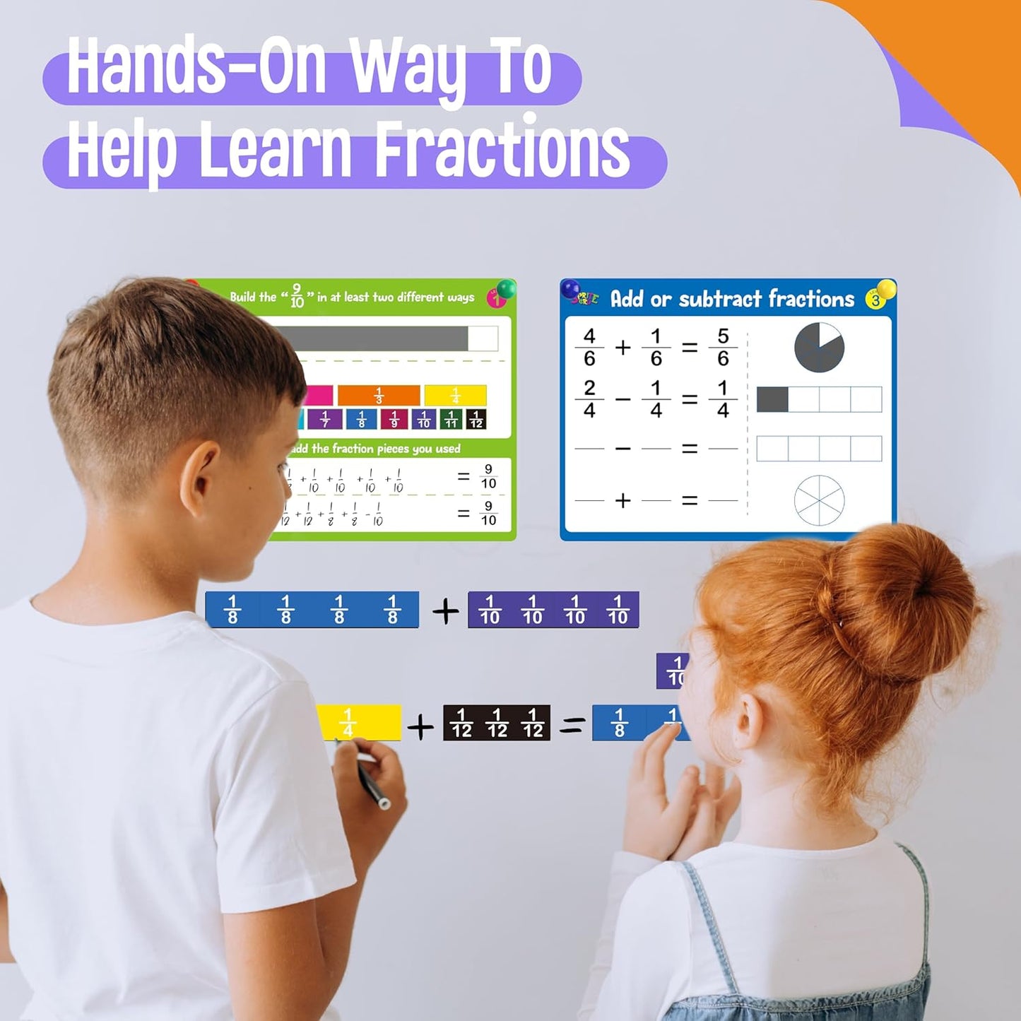Magnetic Fraction Tiles & Fraction Circles Activity Set, Fraction Manipulative Visual Fraction Model, Hands-on Math Learning Educational Tool for Homeschooling Resource