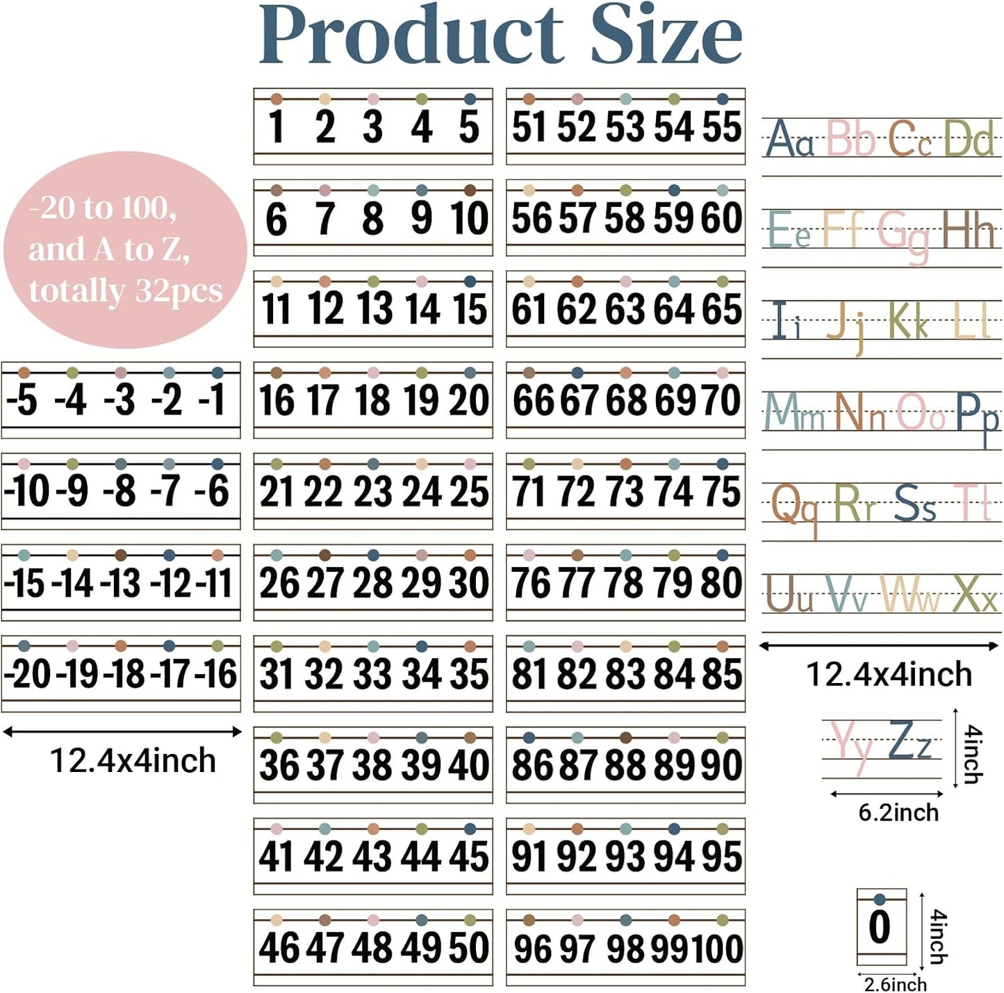 32Pcs A to Z Alphabet and -20-100 Number Cards Boho Bulletin Board Under The Sea Ocean Summer Sunflower Bee Theme Classroom Decorations Math Posters for Wall School Teacher Supplies (Sea Number)