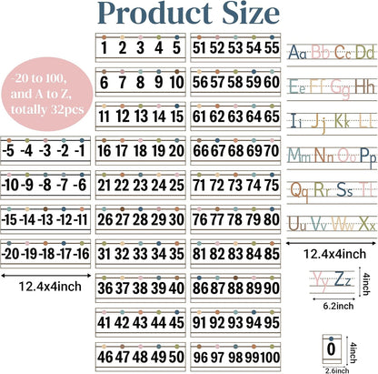 32Pcs A to Z Alphabet and -20-100 Number Cards Boho Bulletin Board Under The Sea Ocean Summer Sunflower Bee Theme Classroom Decorations Math Posters for Wall School Teacher Supplies (Sea Number)