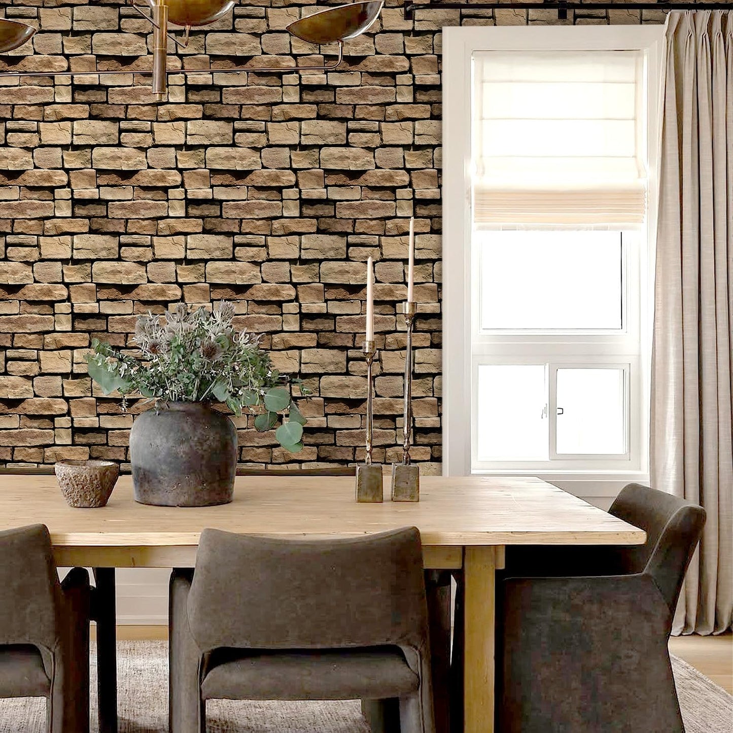 COMSTICKC 3D Faux Gray Stone Wall Sticker Peel and Stick Wall Panels,10 Pcs of 12"X12",Ultra-Light Thin PVC Decorative Tiles Rocks Stone Backsplash Interior Decor,Paintable