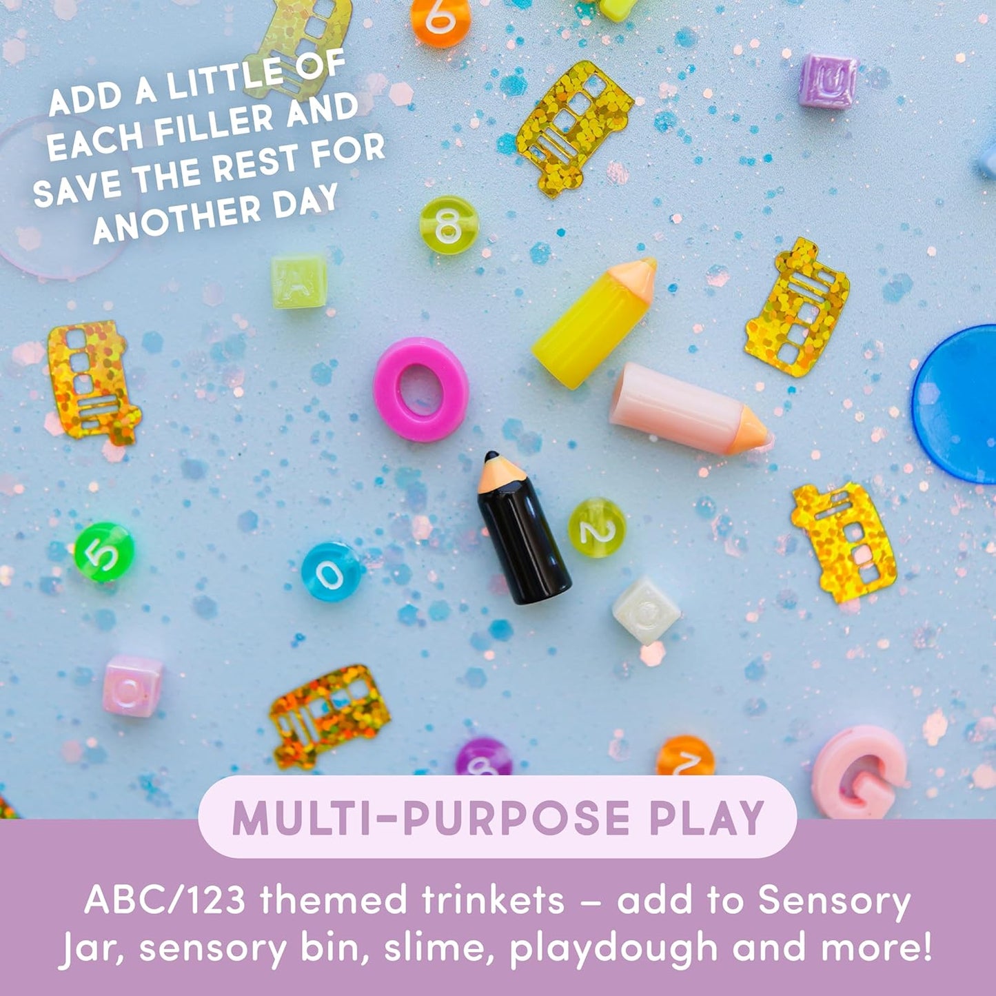 Glo Pals Water Activated Light-Up Sensory Bath Toy Play Jar, 4 Reusable Cubes and Fun Fillers for Bathtime and Sensory Play, Perfect for Kids and Toddlers, Easy As ABC