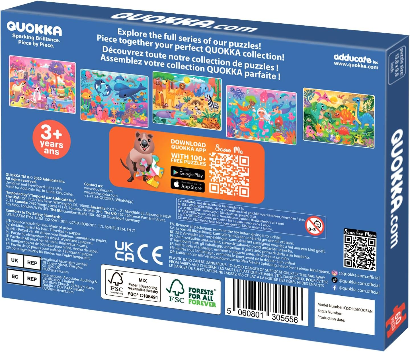 QUOKKA Puzzles for Kids Ages 4-6 – 60 Piece Jigsaw Puzzles for Toddlers Ages 3-5 with Unicorns – Quiet Time Toy for Preschoolers 2-4 – FSC Certified Educational Learning Game for Boys and Girls