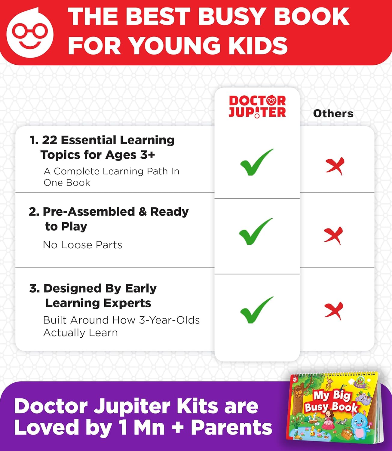 Doctor Jupiter My First Montessori Busy Book for Toddlers 1+ Year Olds | Preschool Learning Activities - Educational Travel Toys | Birthday Gift for Girls Ages 1,2,3