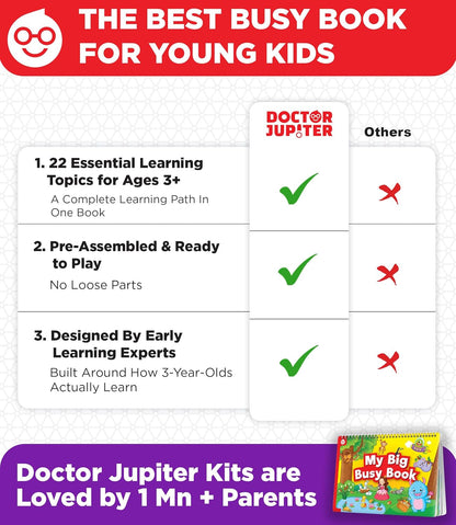 Doctor Jupiter My First Montessori Busy Book for Toddlers 1+ Year Olds | Preschool Learning Activities - Educational Travel Toys | Birthday Gift for Girls Ages 1,2,3