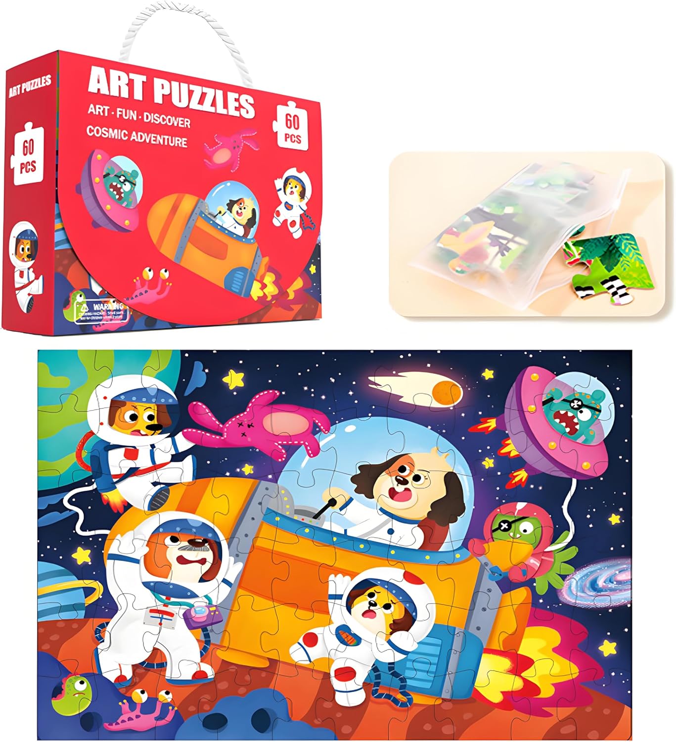 Floor Puzzle for Kids Ages 4-8, Solar System Jigsaw Puzzles, 60 Piece Space Large Puzzles Geography Educational Toys for Boys and Girls