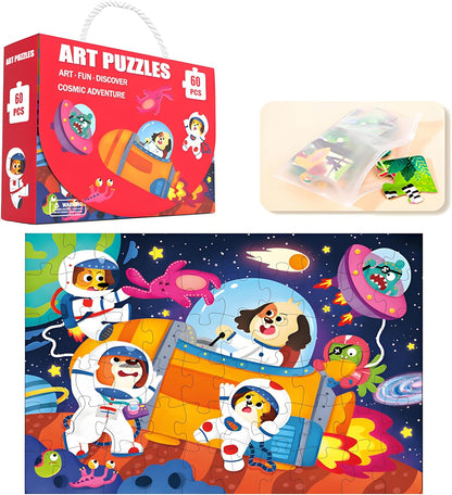 Floor Puzzle for Kids Ages 4-8, Solar System Jigsaw Puzzles, 60 Piece Space Large Puzzles Geography Educational Toys for Boys and Girls