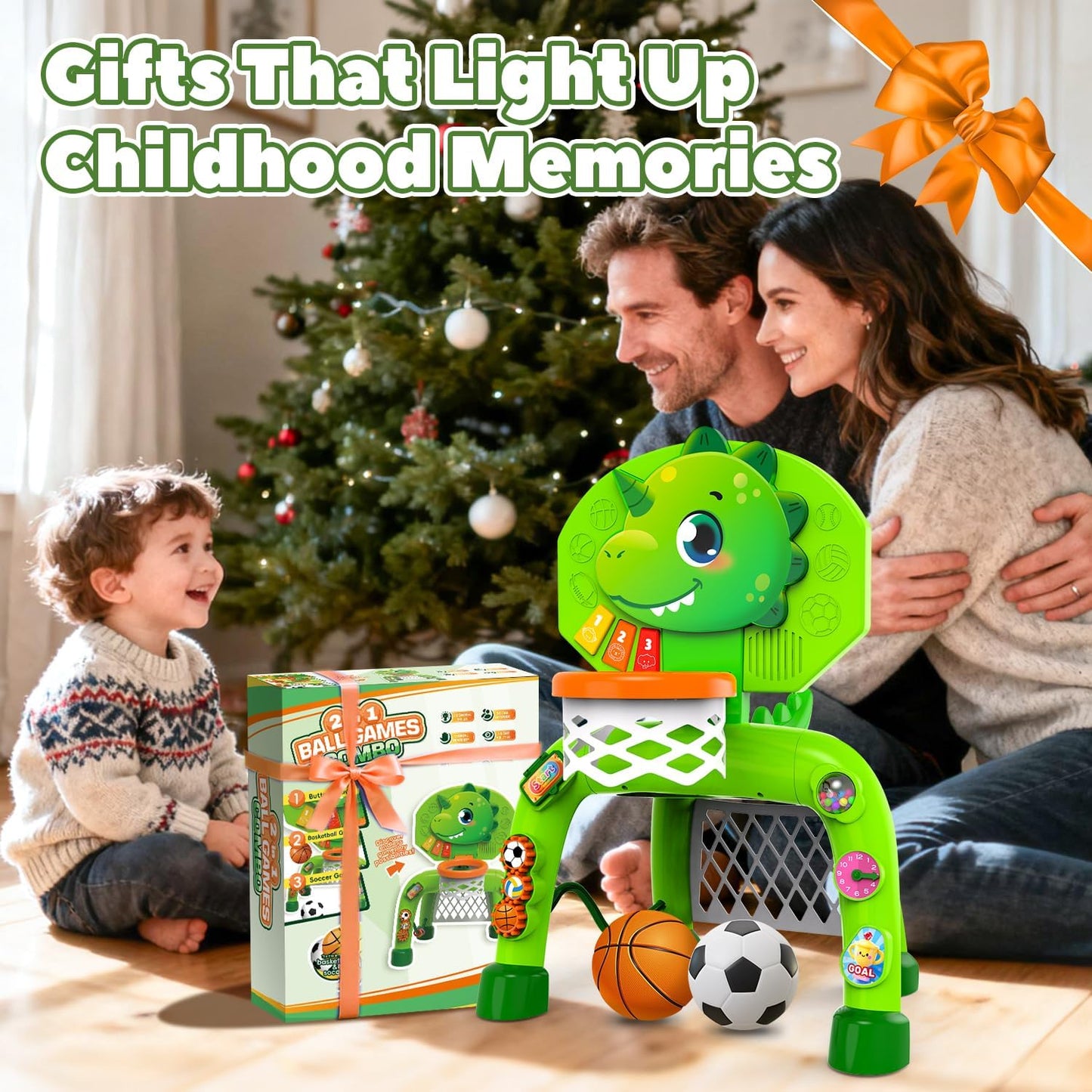 Toddler Basketball Hoop & Soccer Goal, Toys for 1 2 3 Year Old Boys, Kids Sports Toy with Light Sound Music, Toys for Baby 12-16-18 Months, Christmas Birthday Gifts for Ages 1-3