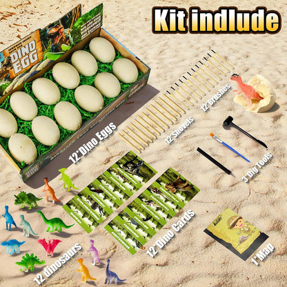 Dinosaur Eggs Toys Dig Kit, 24 Dino Eggs, Dinosaur Toy for Kids, Science STEM Dinosaur Eggs for Birthday and Easter Gift, Easter Basket Stuffers, for Boys Girls Age 3+