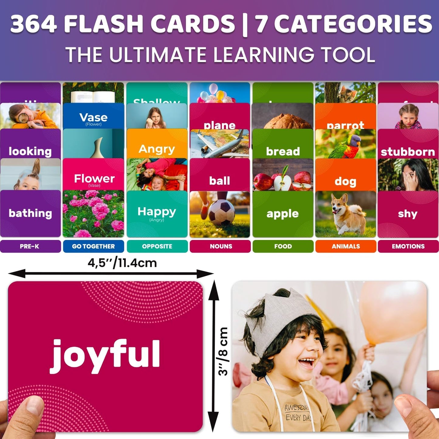 QUOKKA 104 Noun Flash Cards Set – Kids and Adults Vocabulary Builder for ABA Therapy, Early Childhood Education, and ESL Teaching – Picture Cards for Speech Therapy and Vocabulary Building Activities