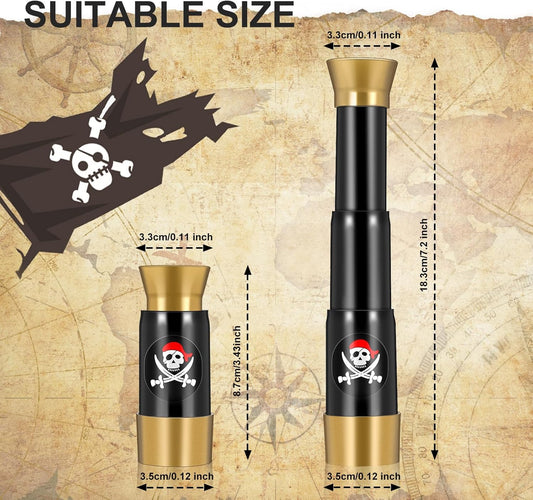 2 Pieces Plastic Pirate Telescope Toy Portable Adjustable Mini Retro Telescope Mini Plastic Pirate Captain Monocular Telescopes Toy for Party Favor Supplies, Bronze and Black