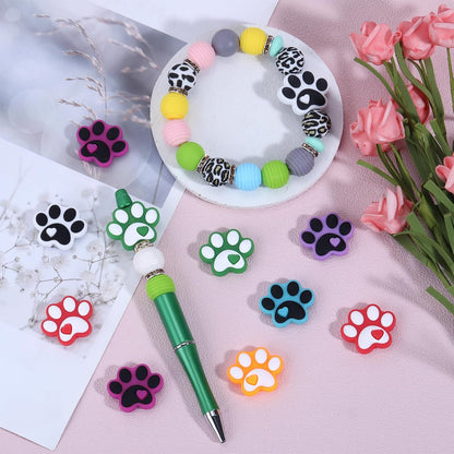 10Pcs Animal Silicone Beads for Keychain Making Cute Puppy Focal Beads for Pens Dalmatian Dog Animal Focals for Bracelets Necklace Earrings Jewelry Making